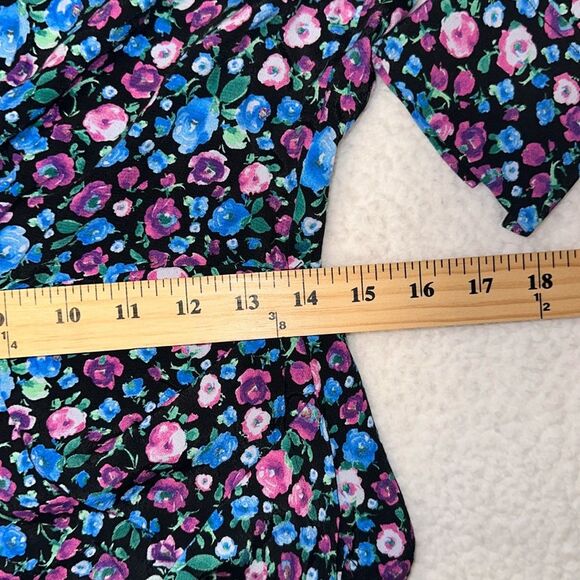 Zara Floral Faux Wrap Mini Dress Size Small Long Sleeve Collared - Picture 9 of 13